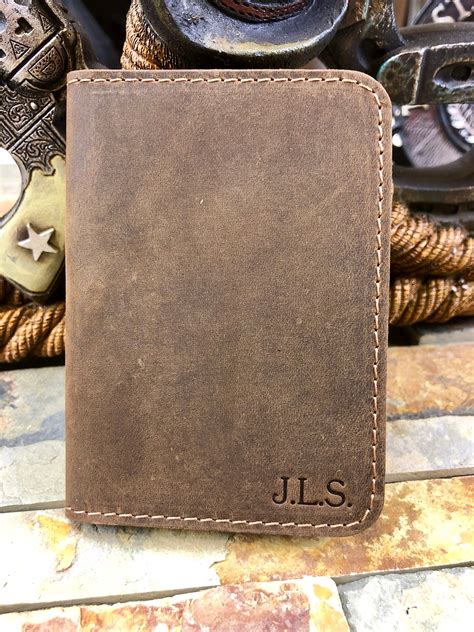 monogram leather wallet with initials.